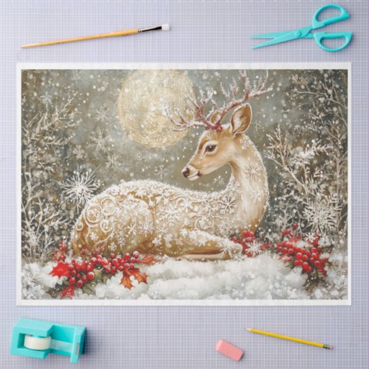 sneeuwvlokhert tissuepapier (Craft)