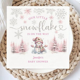 Sneeuwvlokje Baby Shower Roze Meisje Papieren Serv Servet