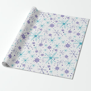 Sneeuwvlokje Blauw & Paars Cadeaupapier
