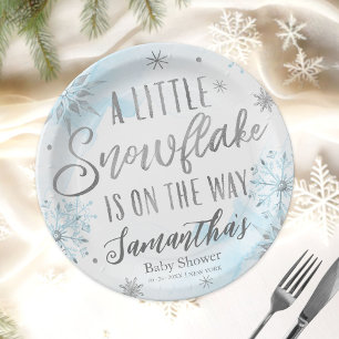 Sneeuwvlokje is op komst Baby Shower Papieren Bordje