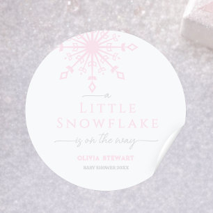 Sneeuwvlokje is op komst Winter Baby Shower Ronde Sticker