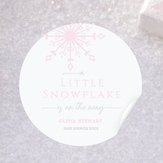Sneeuwvlokje is op komst Winter Baby Shower Ronde Sticker