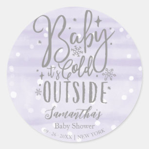 Sneeuwvlokjes Baby Het Is Koud Buiten Baby Shower Ronde Sticker