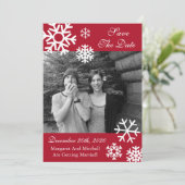 Sneeuwvlokjes Foto Save The Dates Burgundy Save The Date (Staand voorkant)