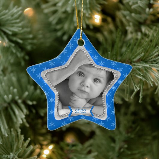 Sneeuwvlokken 2023 Baby's Eerste Kerstmis Keramisch Ornament (Boom)