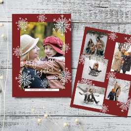 Sneeuwvlokken 6 familie foto collage script Kerstm Feestdagenkaart