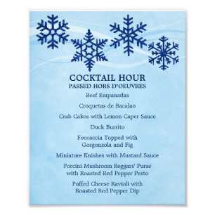Sneeuwvlokken 8 x 10 Cocktail Tafel Menu voor Lijs Foto Afdruk