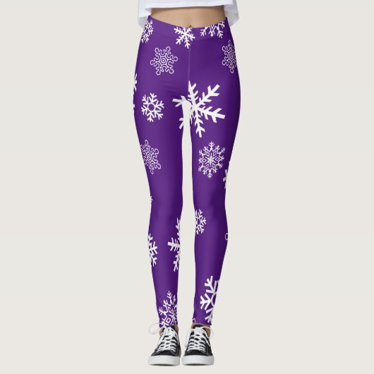 Sneeuwvlokken Aangepaste achtergrondkleur Leggings (Voorkant)