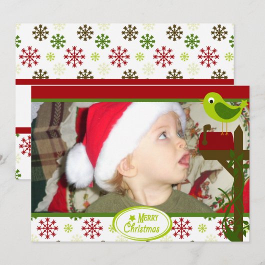 Sneeuwvlokken Aangepaste feestelijke fotokaart ver Feestdagenkaart (Voorkant / Achterkant)
