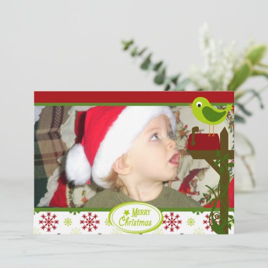 Sneeuwvlokken Aangepaste feestelijke fotokaart ver Feestdagenkaart (Staand voorkant)