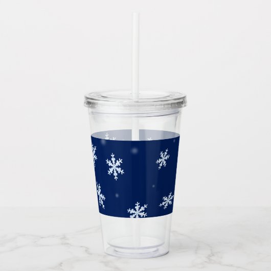 Sneeuwvlokken Acryl Drinkbeker (Voorkant)