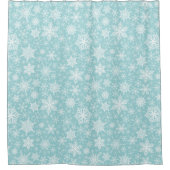 Sneeuwvlokken Aqua Blue Blauwgroen Kerstmis Douchegordijn (Voorkant)