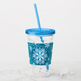 Sneeuwvlokken Aqua White Acryl Tumbler Drinkbeker