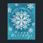 Sneeuwvlokken Aqua White Briefkaart<br><div class="desc">Aantrekkelijk ontwerp van sneeuwvlokken.</div>