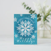 Sneeuwvlokken Aqua White Briefkaart (Staand voorkant)