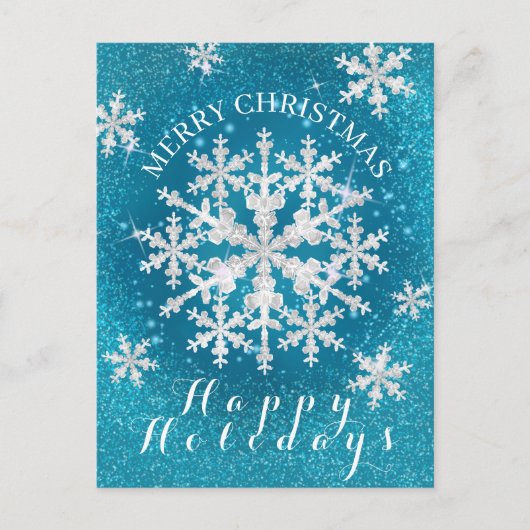 Sneeuwvlokken Aqua White Briefkaart (Voorkant)