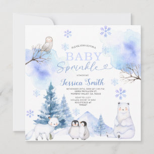 Sneeuwvlokken Arctisch Dier Berg Baby Sprinkle Kaart