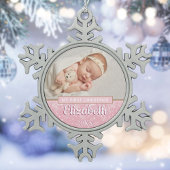 Sneeuwvlokken Baby Foto Eerste Kerstmanuscript Tin Sneeuwvlok Ornament