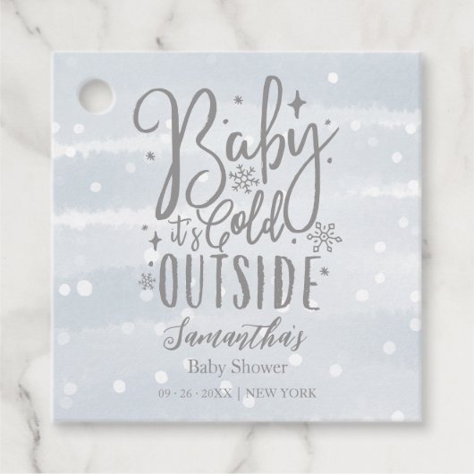Sneeuwvlokken Baby Het is koud buiten Baby shower Bedankjes Labels (Voorkant)