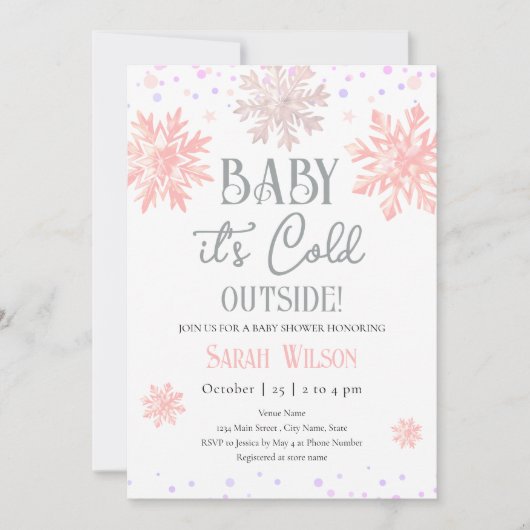 Sneeuwvlokken Baby Het is koud Buiten Baby shower  Kaart (Voorkant)