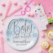 Sneeuwvlokken Baby Het is koud buiten Baby shower Papieren Bordje (Feest)