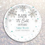 Sneeuwvlokken Baby het is koud buiten baby shower Papieren Bordje<br><div class="desc">Whimsical waterverf Sneeuwvlokken Baby het is koud buiten het Baby shower thema van de winter. Gemakkelijk te personaliseren.</div>