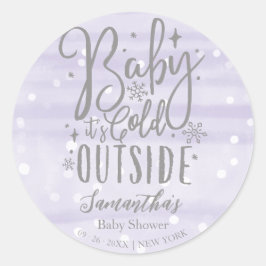 Sneeuwvlokken Baby Het is koud buiten Baby shower Ronde Sticker