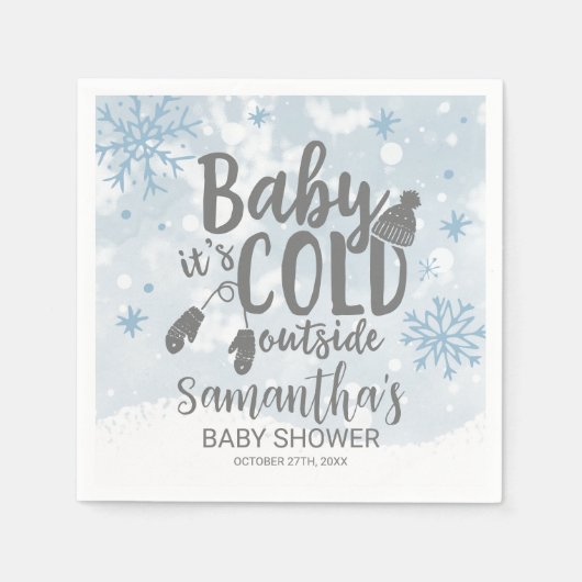 Sneeuwvlokken Baby Het is koud buiten Baby shower Servet (Voorkant)