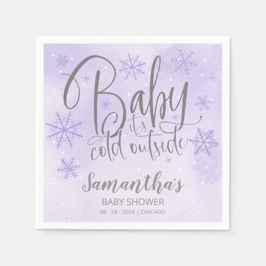 Sneeuwvlokken Baby Het is koud buiten Baby shower  Servet (Voorkant)