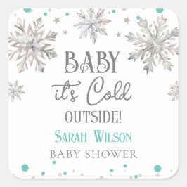 Sneeuwvlokken Baby het is koud buiten baby shower Vierkante Sticker