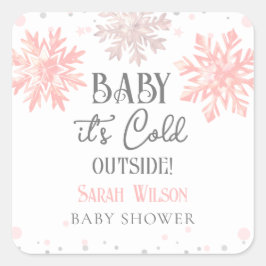 Sneeuwvlokken Baby het is koud buiten baby shower Vierkante Sticker