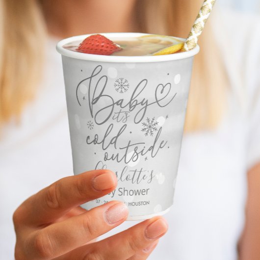 Sneeuwvlokken Baby Het is koud buiten grijs Baby s Papieren Bekers