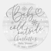 Sneeuwvlokken Baby Het is koud buiten grijs Baby s Ronde Sticker (Voorkant)