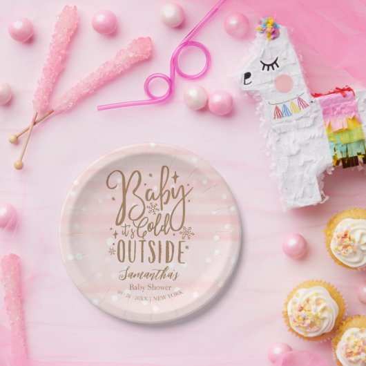 Sneeuwvlokken Baby Het is koud buiten het Baby sho Papieren Bordje (Feest)