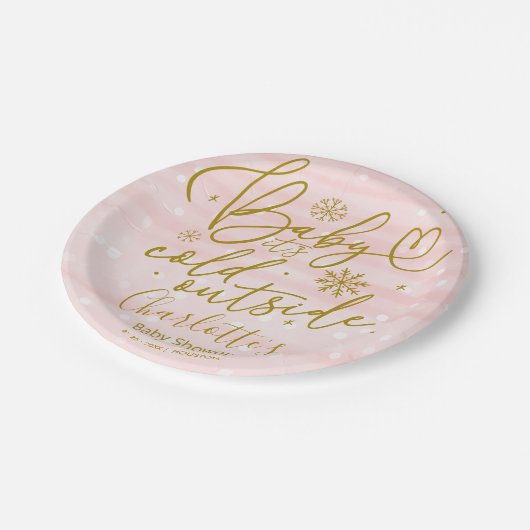 Sneeuwvlokken Baby Het is koud buiten het Baby sho Papieren Bordje (Gekanteld)