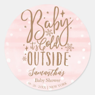 Sneeuwvlokken Baby Het is koud buiten het Baby sho Ronde Sticker