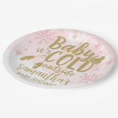 Sneeuwvlokken Baby Het is koude buitenband Baby sh Papieren Bordje (Gekanteld)