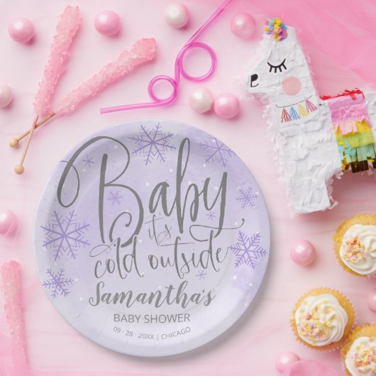 Sneeuwvlokken Baby Het is koude buitenband Baby sh Papieren Bordje (Feest)
