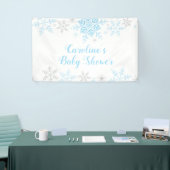 Sneeuwvlokken Baby Jongen Douche Blauw en Zilver G Spandoek (Beurs)