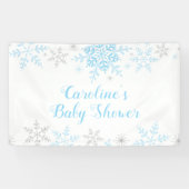 Sneeuwvlokken Baby Jongen Douche Blauw en Zilver G Spandoek (Horizontaal)