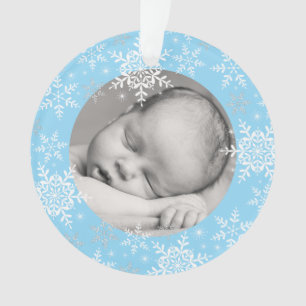 Sneeuwvlokken Baby Jongen Eerste Kerstmis Blauwe G Ornament