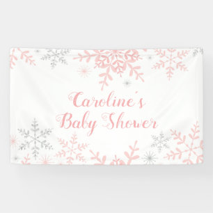 Sneeuwvlokken Baby Meisje Douche Roze & Zilveren G Spandoek