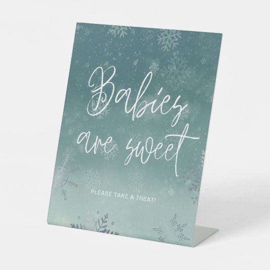Sneeuwvlokken Baby shower Baby's Sweet Reclamebord Met Voetstuk (Voorkant)
