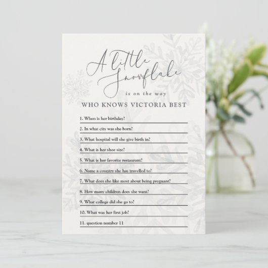 sneeuwvlokken baby shower dat moeder kent kaart (Staand voorkant)