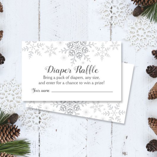 Sneeuwvlokken Baby shower Luier Raffle Ticket Informatiekaartje
