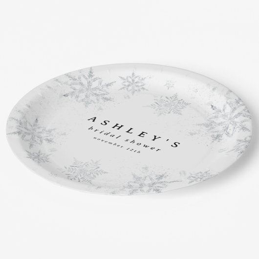 Sneeuwvlokken Baby shower Papieren Bordje (Gekanteld)