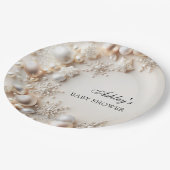 Sneeuwvlokken Baby zijn koud buiten Baby shower Papieren Bordje (Gekanteld)