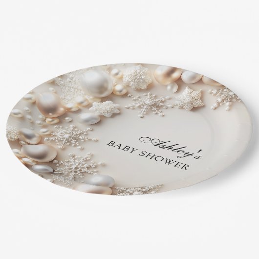 Sneeuwvlokken Baby zijn koud buiten Baby shower Papieren Bordje (Gekanteld)