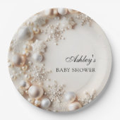 Sneeuwvlokken Baby zijn koud buiten Baby shower Papieren Bordje (Voorkant)