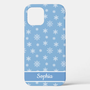 Sneeuwvlokken Babyblauw, gepersonaliseerde naam Case-Mate iPhone Case
